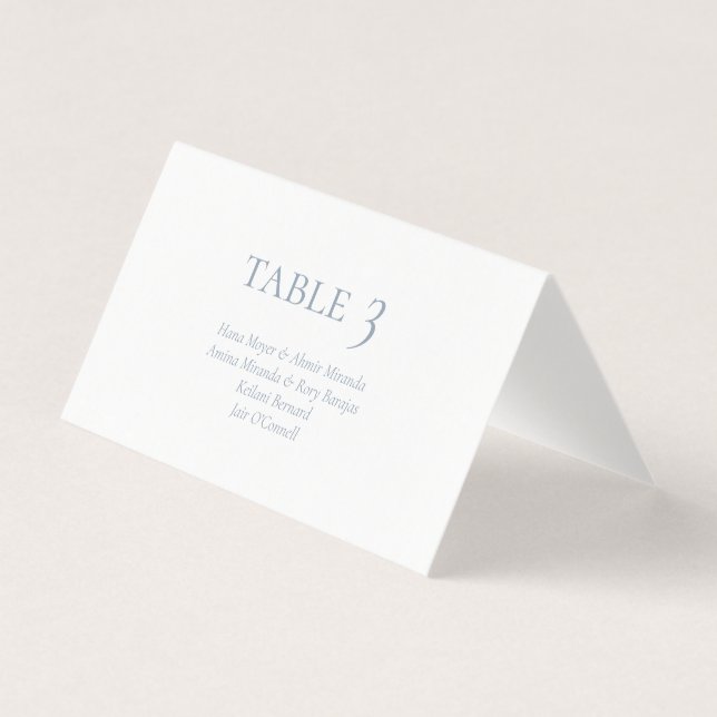 Elegant Dusty Blue Monogram Bröllop Place Cards Kort (Framsida)