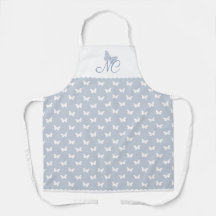 Elegant Dusty Blue Monogram Butterfly Mönster