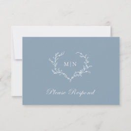 Elegant Dusty Blue Monogram Utandning Bröllop OSA Kort