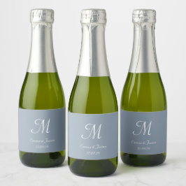 Elegant Dusty Blue Monogram Wedding Favor Mini
