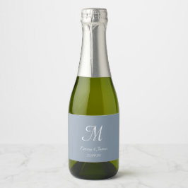 Elegant Dusty Blue Monogram Wedding Favor Mini