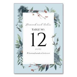 Elegant Dusty Blue Navy Botanical Garden Bordsnummer