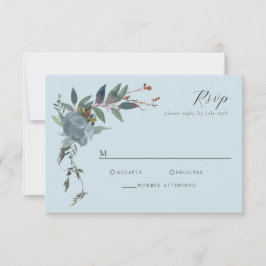 Elegant Dusty Blue Navy Botanical Garden OSA Kort