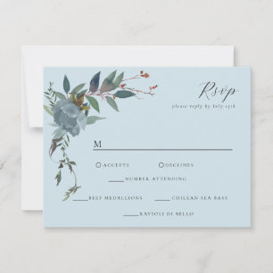Elegant Dusty Blue Navy Botanical Garden OSA Kort