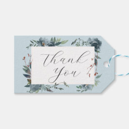 Elegant Dusty Blue Navy Botanical Garden Presentetikett