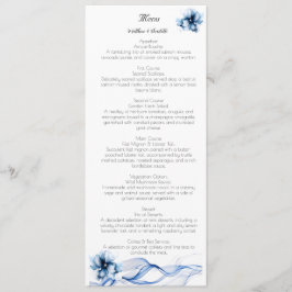 Elegant Dusty Blue Navy Flowers Bröllop Meny