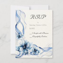 Elegant Dusty Blue Navy Flowers Bröllop OSA Kort