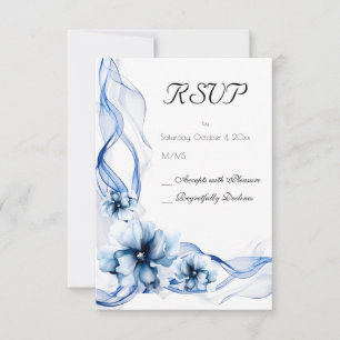 Elegant Dusty Blue Navy Flowers Bröllop OSA Kort