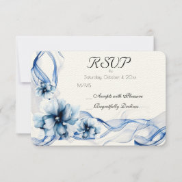 Elegant Dusty Blue Navy Flowers Bröllop OSA Kort
