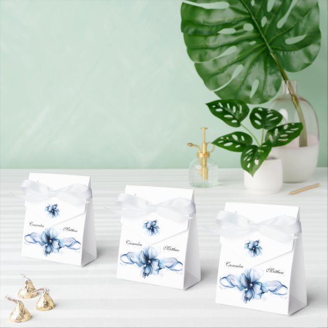 Elegant Dusty Blue Navy Flowers Bröllop Presentaskar (Multipel)