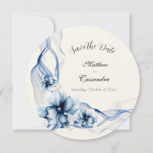 Elegant Dusty Blue Navy Flowers Bröllop