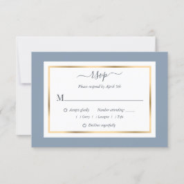 Elegant Dusty Blue- och Guld-Bröllop OSA Kort