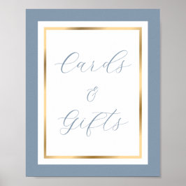 Elegant Dusty Blue- och Guld-kort och presentkort Poster