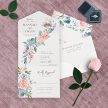 Elegant Dusty Blue och Ro Blommigt Swag