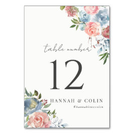 Elegant Dusty Blue och Ro Blommigt Swag Bordsnummer
