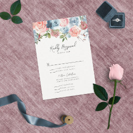 Elegant Dusty Blue och Ro Blommigt Swag OSA Kort