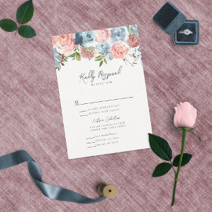 Elegant Dusty Blue och Ro Blommigt Swag OSA Kort