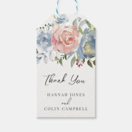 Elegant Dusty Blue och Ro Blommigt Swag Presentetikett
