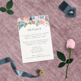 Elegant Dusty Blue och Ro Blommigt Swag Tilläggskort