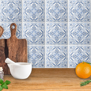 Elegant Dusty Blue och White Kakelplatta