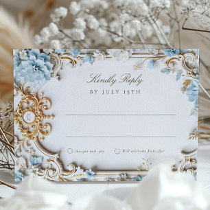 Elegant Dusty Blue OSA kort med Baroque Guld