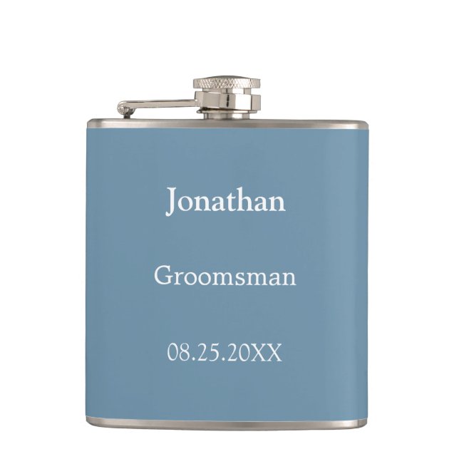 Elegant Dusty Blue Personlig Groomsman-kolv Fickplunta (Framsidan)
