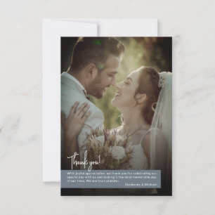 Elegant Dusty Blue Photo Banner Bröllop Tack Kort