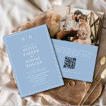 Elegant Dusty Blue Photo QR-kod Bröllop Inbjudningar<br><div class="desc">din speciella dag med tidlös charm med hjälp av den här eleganten dammiga, blå inbjudan till QR-kodbröllop. Med en mjuk dammig blå palett och en ren modern layout blandas romantik med enkelhet. Lägg till ditt favoritfoto för en personlig, medan gästerna i anpassadet QR-kod ge omedelbart får åtkomst till bröllop webbplats,...</div>