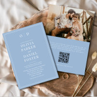 Elegant Dusty Blue Photo QR-kod Bröllop