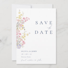 Elegant Dusty Blue Photo Wildflowers Wedding Spara Datumet