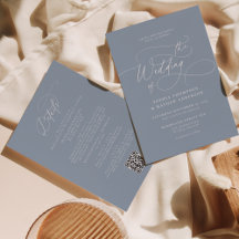 Elegant Dusty Blue QR-kod Alla i ett Bröllop