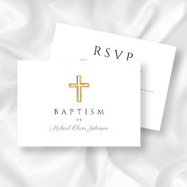 Elegant Dusty Blue Religiösa Kor Boy Baptism OSA Kort