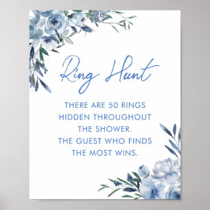 Elegant Dusty Blue Ring Hunt Möhippa Game Poster