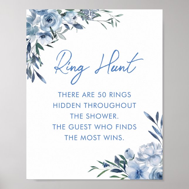Elegant Dusty Blue Ring Hunt Möhippa Game Poster (Framsidan)