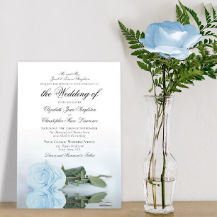 Elegant Dusty Blue Ro Formal Bröllop Inbjudningar