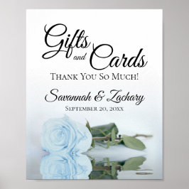 Elegant Dusty Blue Ro Gifts & Cards Bröllop Sign Poster