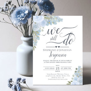 Elegant Dusty Blue Ro Vi fortsätter att förnya Vow Inbjudningar