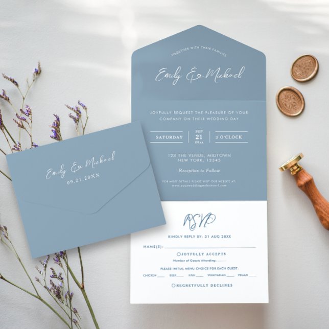 Elegant Dusty Blue Romantic Calligraphy Simple (Skapare uppladdad)