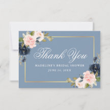 Elegant Dusty Blue Rosa Blommigt Guld Möhippa