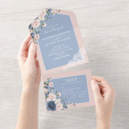 Elegant Dusty Blue  Rosa Rustic Snöre