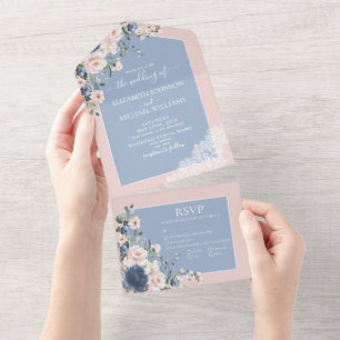 Elegant Dusty Blue Rosa Rustic Snöre