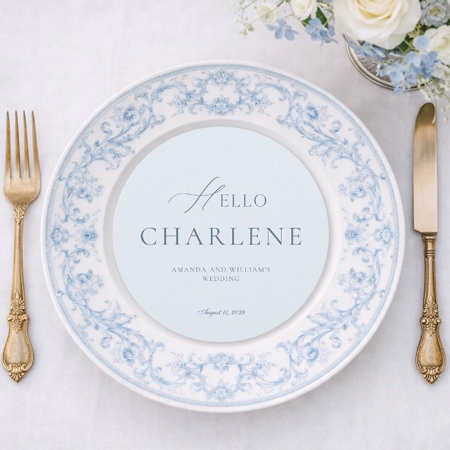 Elegant Dusty Blue Round Wedding Menu Card Meny (Skapare uppladdad)