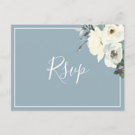 Elegant Dusty Blue RSVP Postcard with Meal Choice Inbjudan Vykort