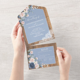 Elegant Dusty Blue  Rustic Snöre Bröllop