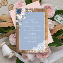 Elegant Dusty Blue  Rustic Wood Snöre Bröllop