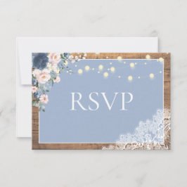 Elegant Dusty Blue Rustic Wood Snöre Script OSA Kort