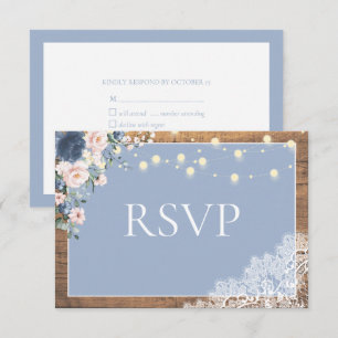 Elegant Dusty Blue Rustic Wood Snöre Script OSA Kort