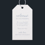 Elegant Dusty Blue Script Bröllop Welcome Gift Mär Presentetikett<br><div class="desc">Dessa eleganter och enkla, dammiga, blå bröllop-märkre för välkomstgåva har ett modernt, handskrivet skript och en neutralt, minimalistisk design. De här märkrna är perfekt för destinationsbröllop och hotellgästpåsar. Anpassa märkrna till platsen för bröllop, ett välkomstmeddelande från kort, namn och bröllop. Om du vill lägga till text eller ändra placering, ändra...</div>