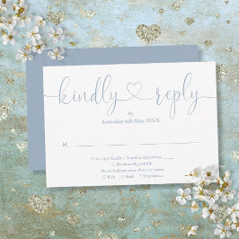 Elegant Dusty Blue Script Heart Svara vänligt OSA Kort