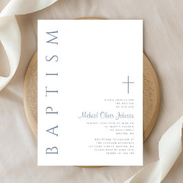 Elegant Dusty Blue Script Kor Baptism Inbjudningar